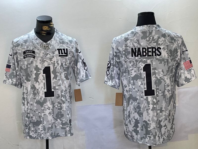 Men New York Giants #1 Nabers Nike Arctic Camo 2024 Salute to Service Limited NFL Jersey style 1